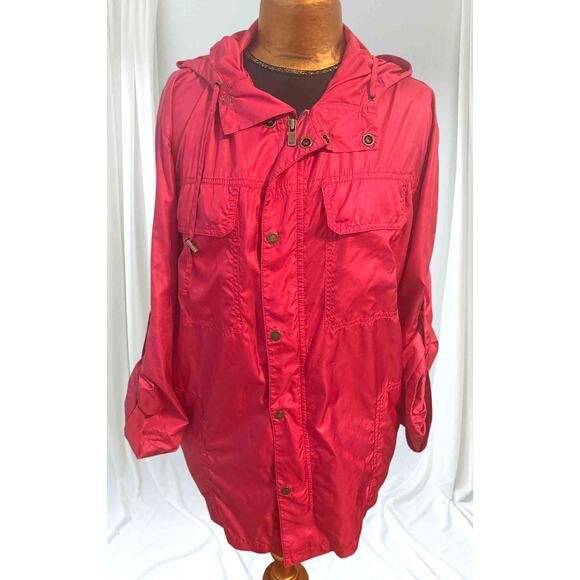 Michael Kors Pink Hooded Anorak Jacket Size 1X Utility Pocket Windbreaker Coat - Picture 1 of 4